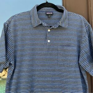 Patagonia Blue Striped Pocket Polo M